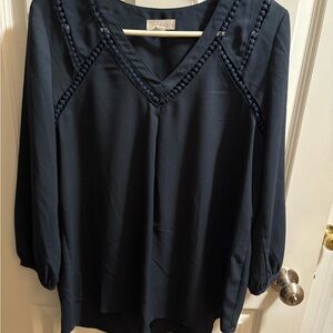 Adiva Deep Blue V-Neck Blouse